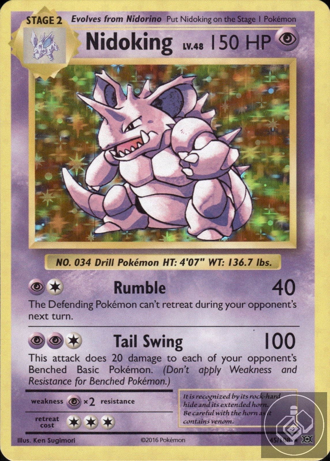 Nidoking 45/108 Holo Rare Evolutions Pokemon Holo