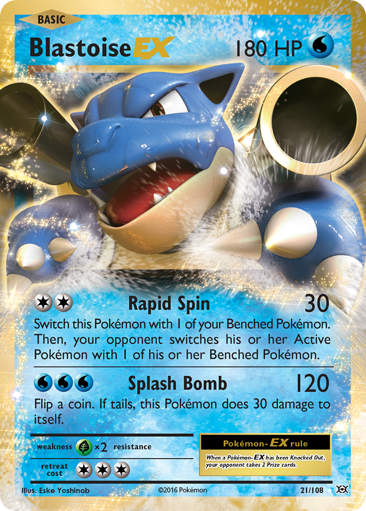 Blastoise EX 21/108 Holo EX Rare Evolutions Pokemon