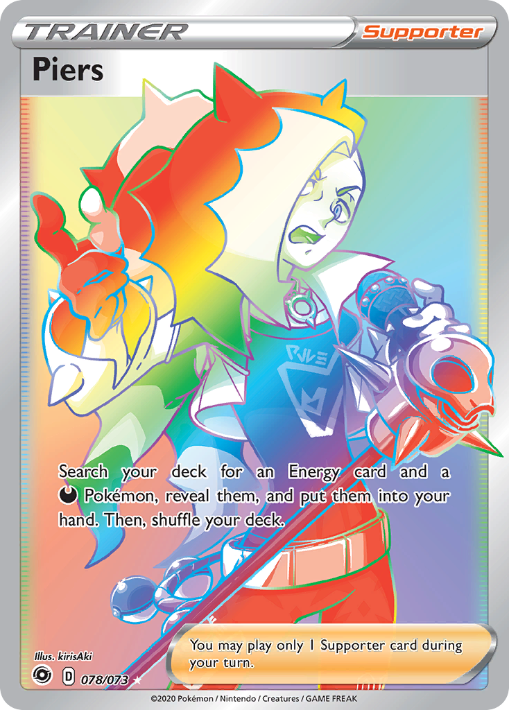 Piers 078/073 Rainbow Rare Champion's Path Pokemon