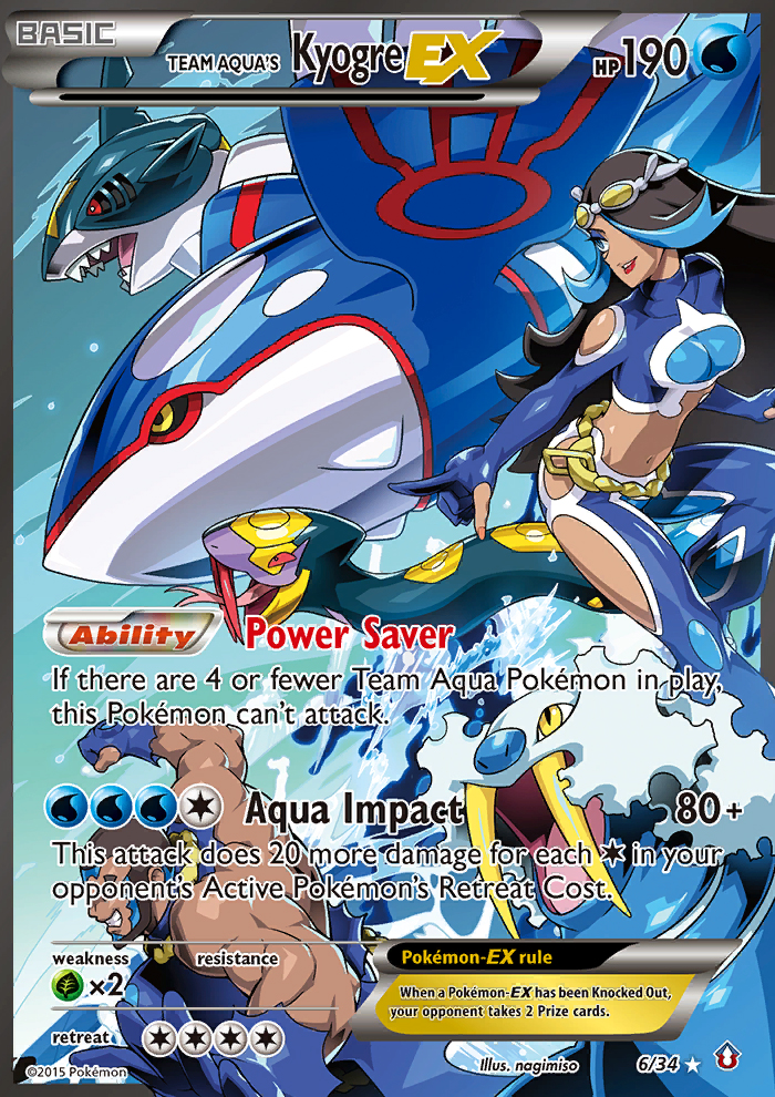Team Aqua's Kyogre EX 6/34 Ultra Rare Double Crisis Pokemon