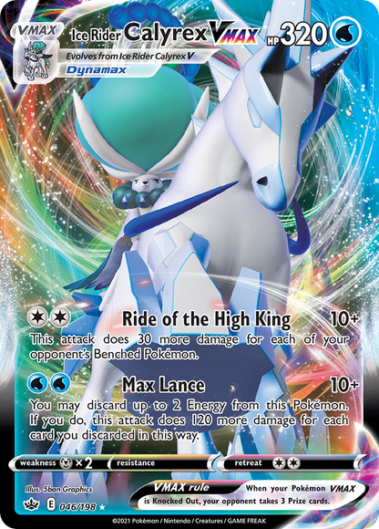 Ice Rider Calyrex VMAX 046/198 Holo VMAX Rare Chilling Reign Pokemon