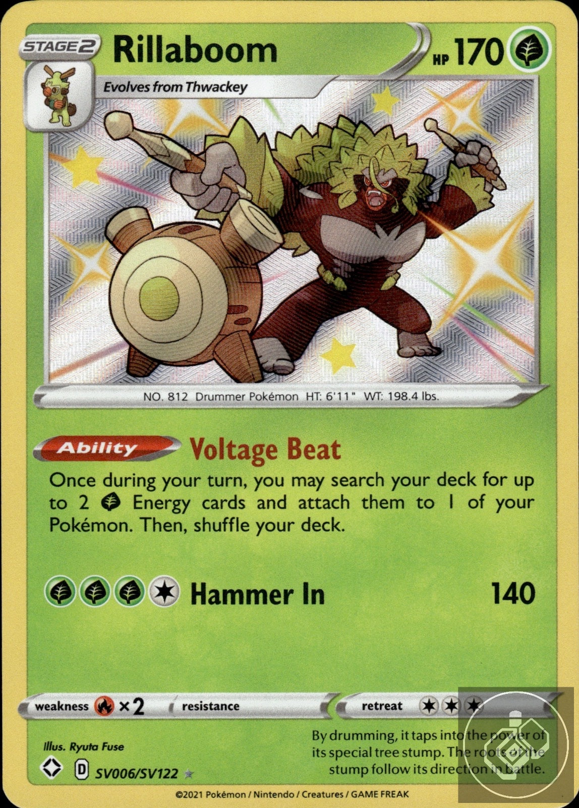 Rillaboom SV006/SV122 Shiny Rare Shining Fates Shiny Vault Pokemon