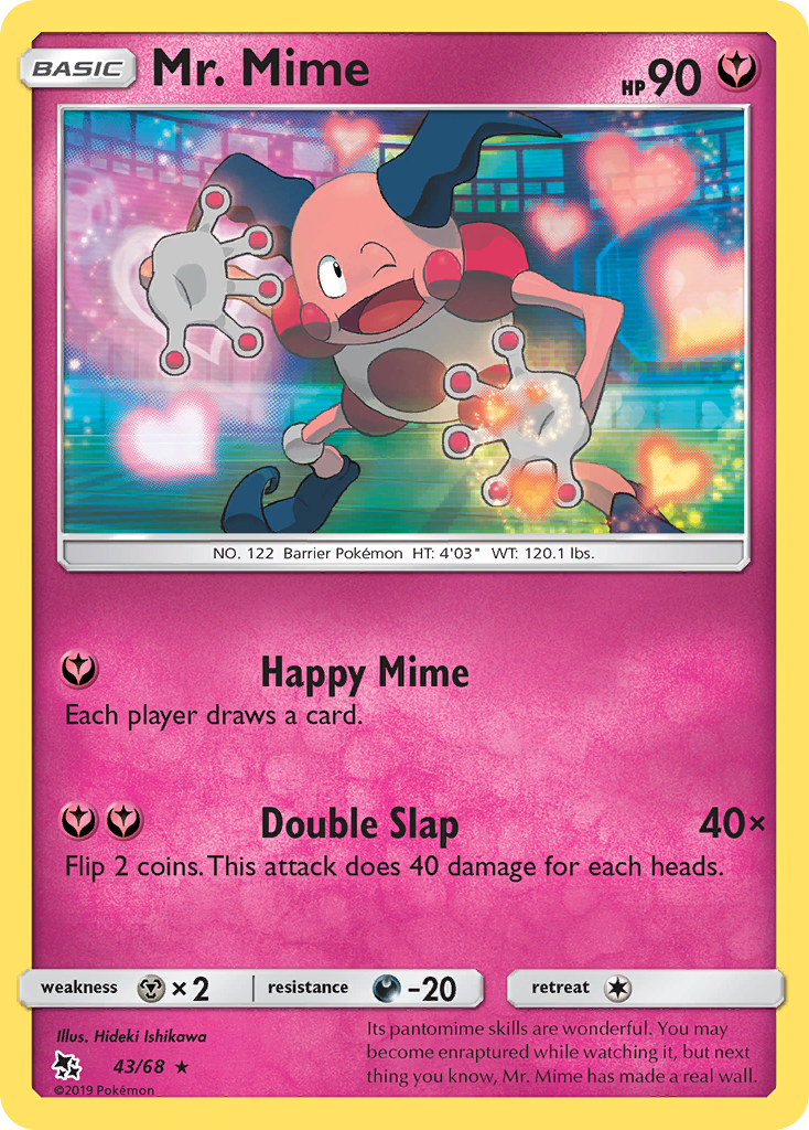 Mr. Mime 43/68 Rare Hidden Fates Pokemon Reverse Holo