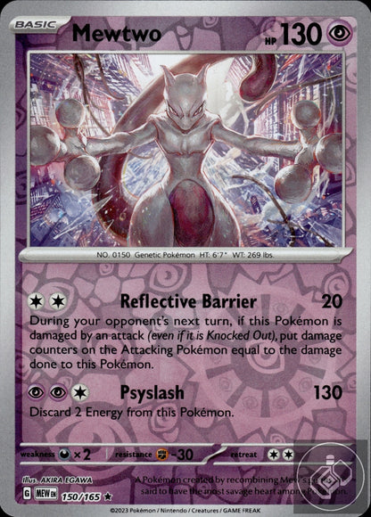 Mewtwo 150/165 Rare 151 Pokemon