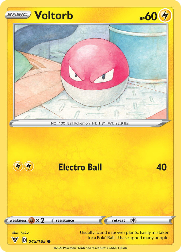 Voltorb 045/185 Common Vivid Voltage Pokemon Reverse Holo