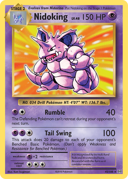 Nidoking 45/108 Holo Rare Evolutions Pokemon Holo