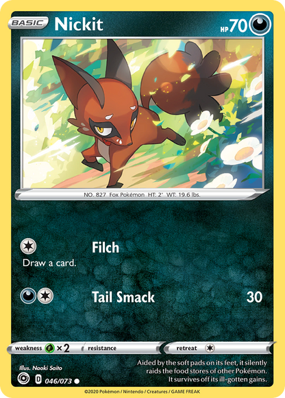 Nickit 046/073 Common Champion's Path Pokemon Reverse Holo