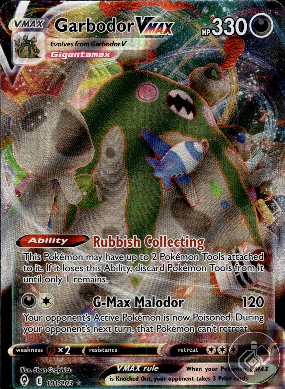 Garbodor VMAX 101/203 Holo VMAX Rare Evolving Skies Pokemon