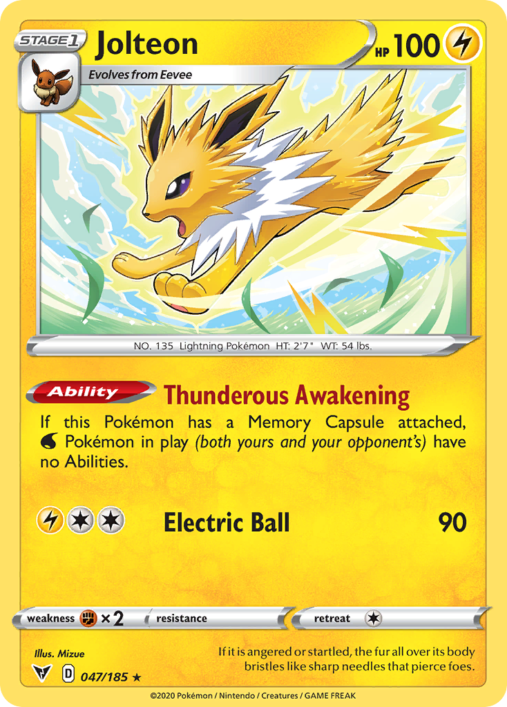Jolteon 047/185 Rare Vivid Voltage Pokemon Reverse Holo