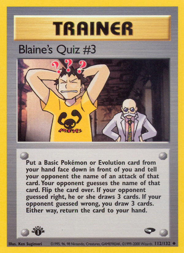 Blaine's Quiz #3 112/132 Uncommon Gym Challenge Pokemon 1st Edition