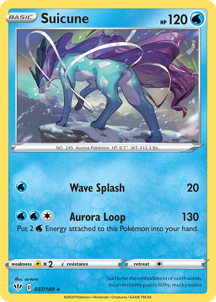 Suicune 037/189 Holo Rare Darkness Ablaze Pokemon Holo
