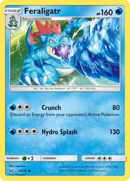 Feraligatr 20/73 Uncommon Shining Legends Pokemon Reverse Holo