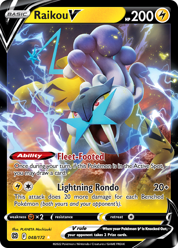 Raikou V 048/172 Holo V Rare Brilliant Stars Pokemon