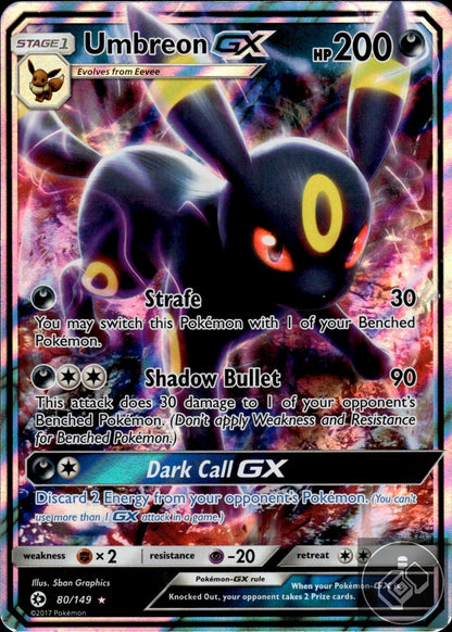 Umbreon GX 80/149 Holo Ultra Rare SM Base Set Pokemon