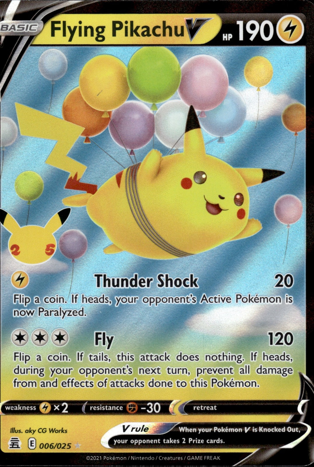 Flying Pikachu V 006/025 Holo V Rare Celebrations Pokemon