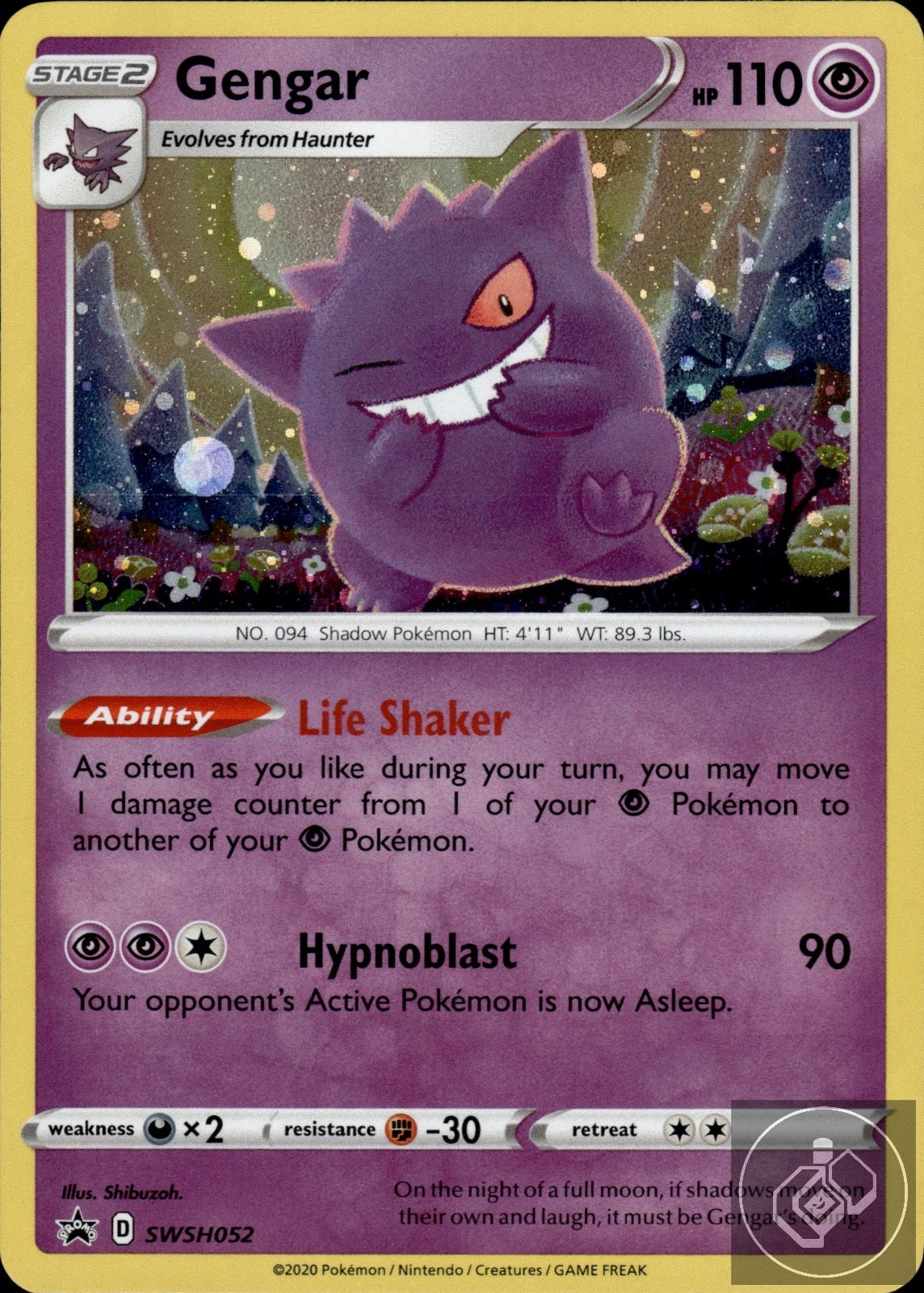 Gengar SWSH052 Holo Promo Sword & Shield Promo Pokemon Holo