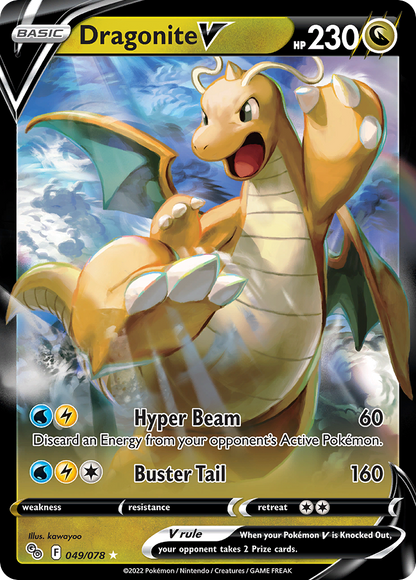 Dragonite V 049/078 Holo V Rare Pokemon GO Pokemon Holo