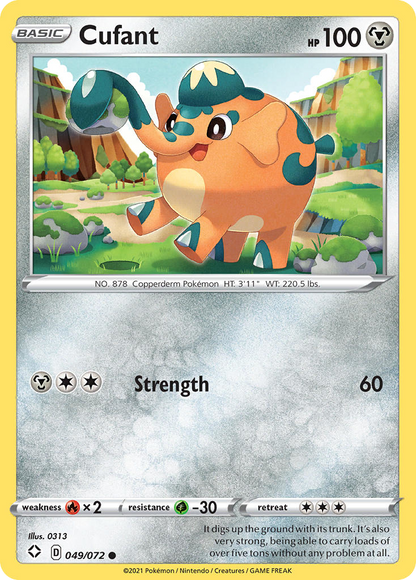 Cufant 049/072 Common Shining Fates Pokemon Reverse Holo