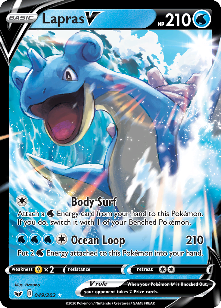 Lapras V 049/202 Holo V Rare Sword & Shield Pokemon Holo
