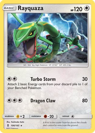 Rayquaza 106/145 Rare Guardians Rising Pokemon Reverse Holo