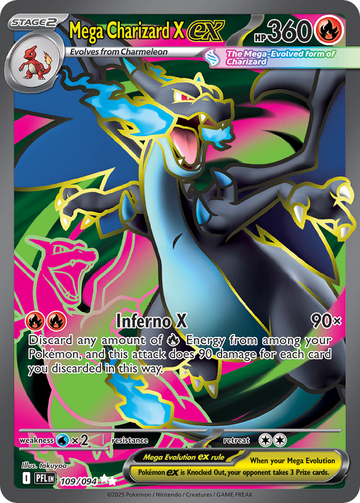 Mega Charizard X ex 109/094 Ultra Rare Phantasmal Flames Pokemon