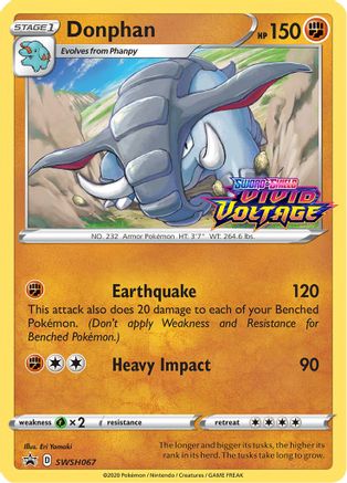 Donphan (Prerelease) SWSH067 Holo Promo Sword & Shield Promo Pokemon