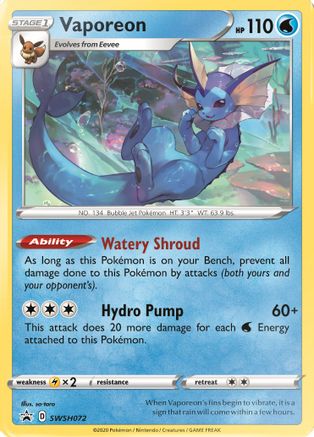 Vaporeon SWSH072 Holo Promo Sword & Shield Promo Pokemon