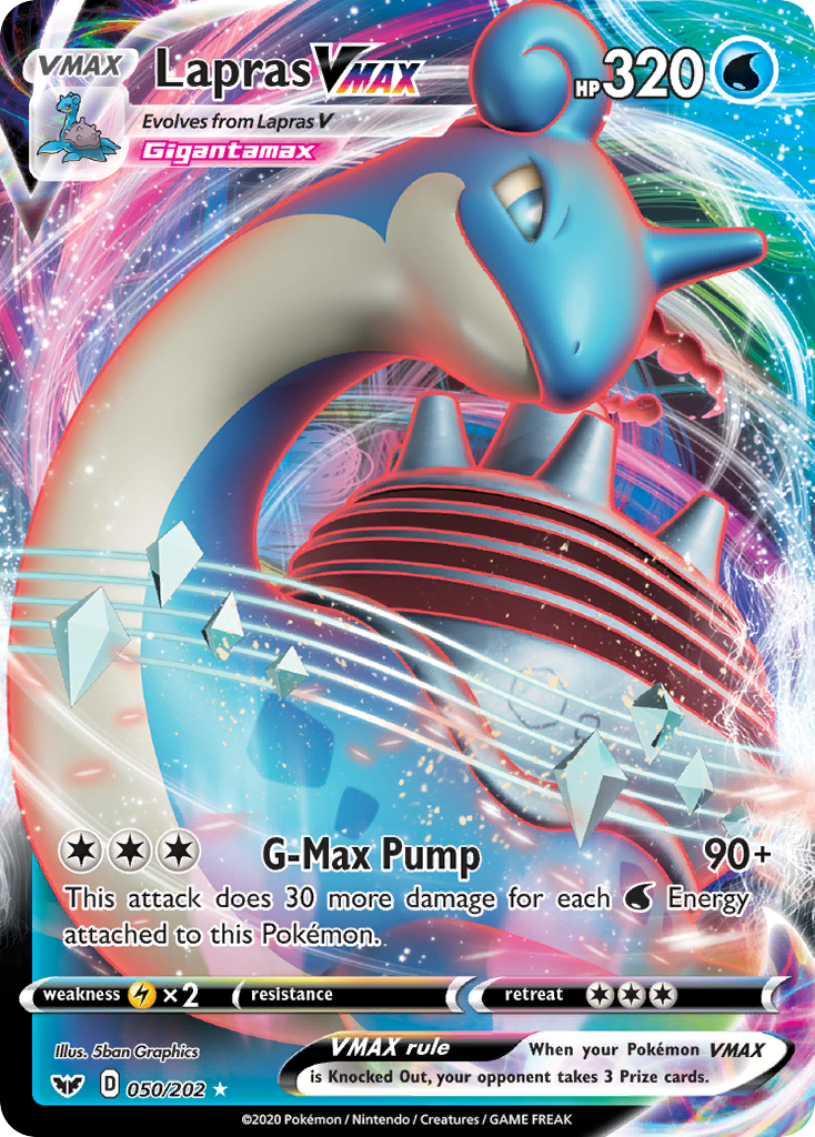 Lapras VMAX 050/202 Holo VMAX Rare Sword & Shield Pokemon
