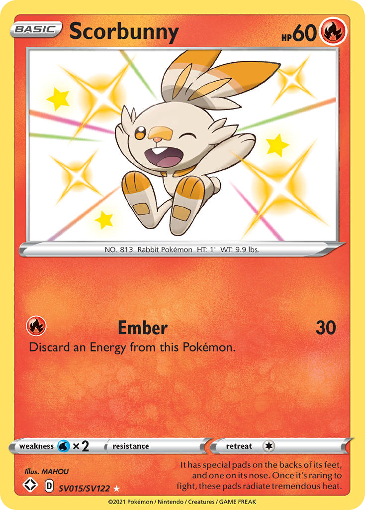 Scorbunny SV015/SV122 Shiny Rare Shining Fates Shiny Vault Pokemon