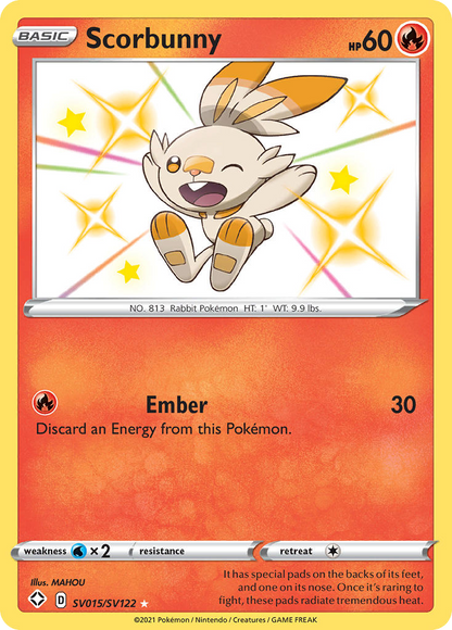 Scorbunny SV015/SV122 Shiny Rare Shining Fates Shiny Vault Pokemon
