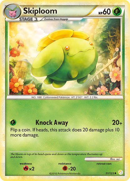 Skiploom 51/123 Uncommon HeartGold & SoulSilver Pokemon