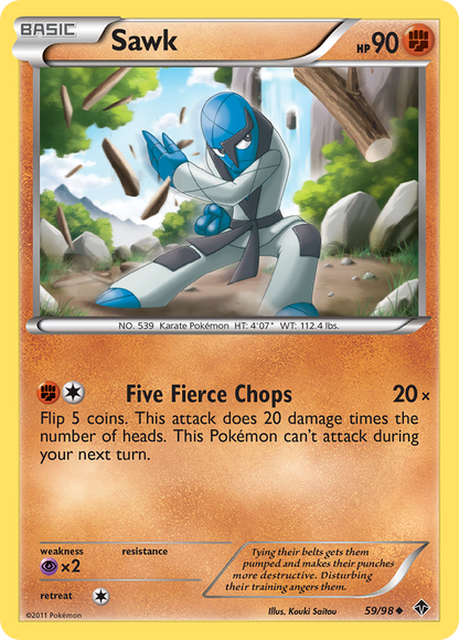 Sawk 59/98 Uncommon Emerging Powers Pokemon Reverse Holo