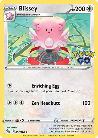 Blissey 052/078 Holo Rare Pokemon GO Pokemon