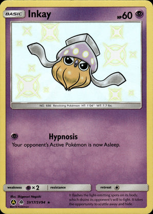 Inkay SV17/SV94 Shiny Rare Hidden Fates Shiny Vault Pokemon Holo