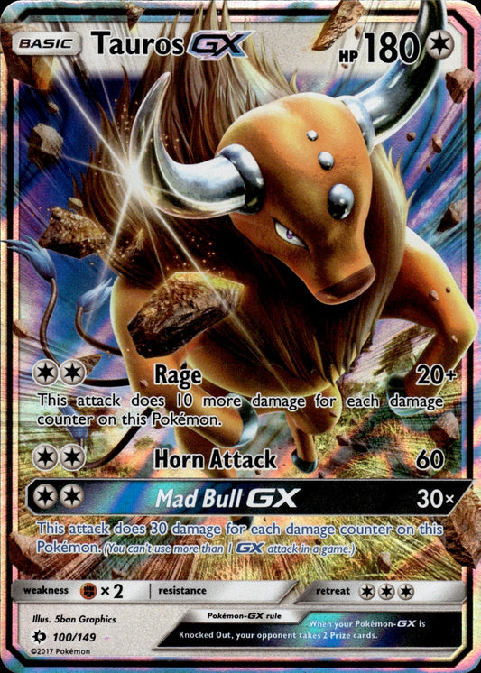Tauros GX 100/149 Holo Ultra Rare SM Base Set Pokemon