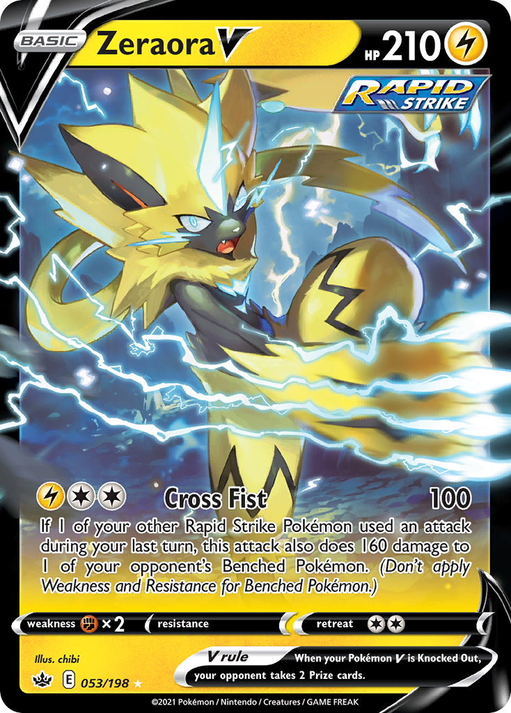 Zeraora V 053/198 Holo V Rare Chilling Reign Pokemon