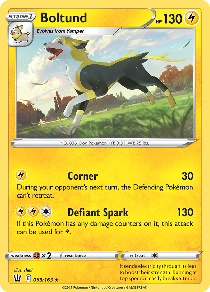 Boltund 053/163 Rare Battle Styles Pokemon Reverse Holo