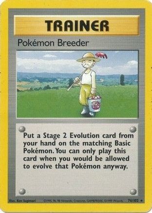 Pokemon Breeder 76/102 Rare Base Set Unlimited Pokemon