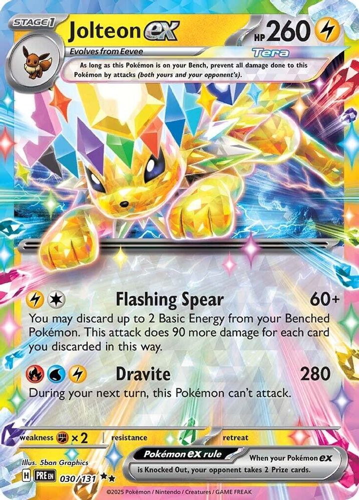 Jolteon ex 030/131 Holo Double Rare Prismatic Evolutions Pokemon