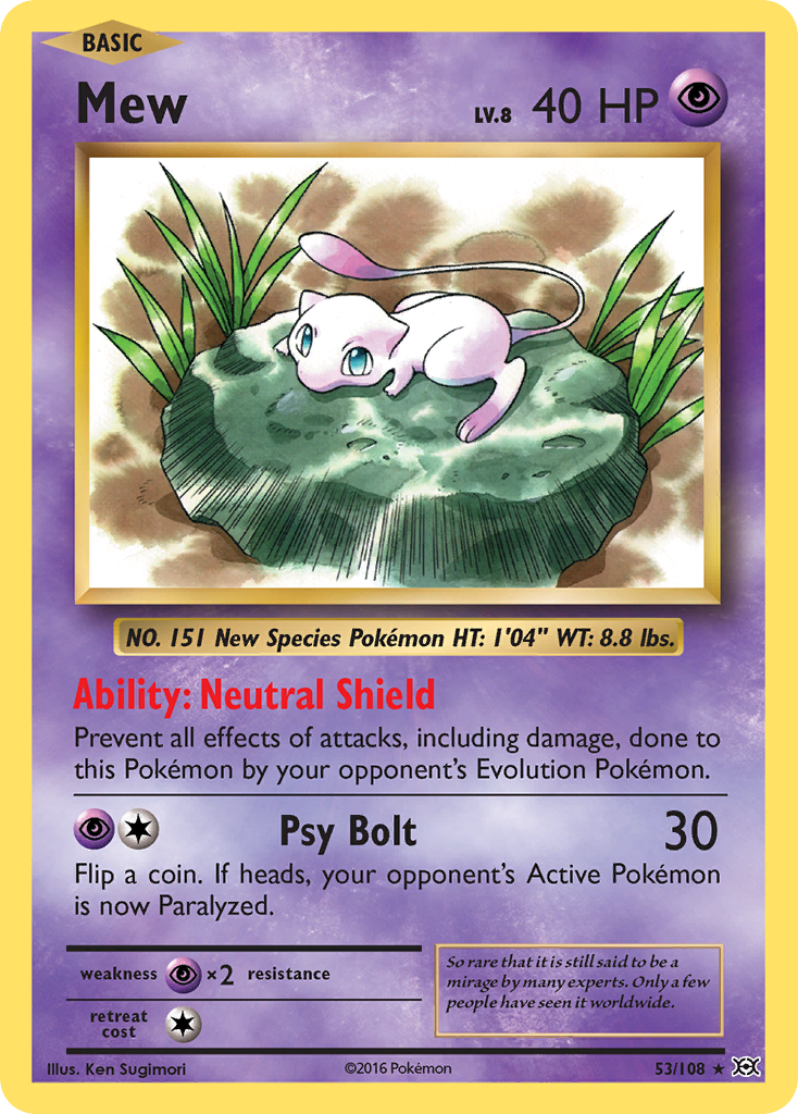 Mew 53/108 Holo Rare Evolutions Pokemon Reverse Holo
