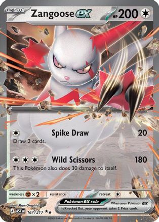 Zangoose ex 167/217 Double Rare Ascended Heroes Pokemon