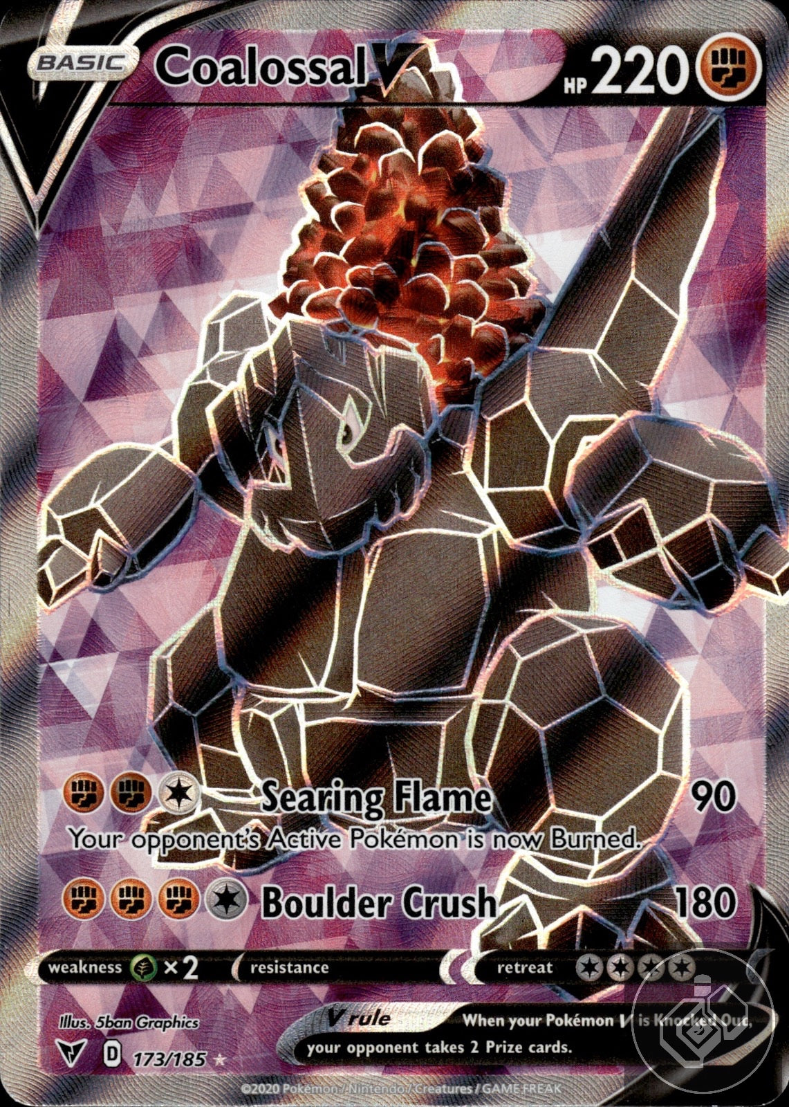 Coalossal V 173/185 Ultra Rare Vivid Voltage Pokemon