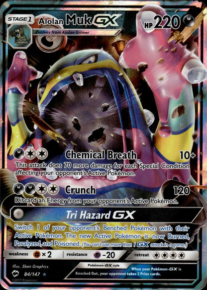 Alolan Muk GX 84/147 Holo GX Rare Burning Shadows Pokemon