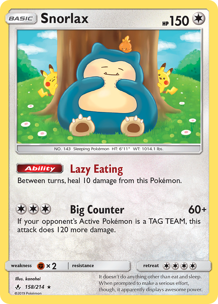Snorlax 158/214 Holo Rare Unbroken Bonds Pokemon Holo