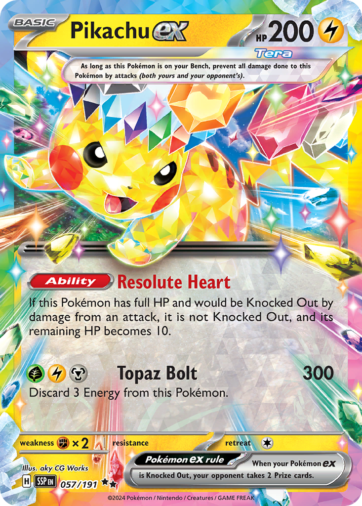 Pikachu ex 057/191 Double Rare Surging Sparks Pokemon