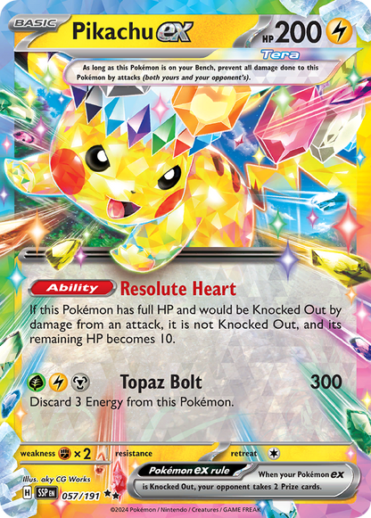 Pikachu ex 057/191 Double Rare Surging Sparks Pokemon