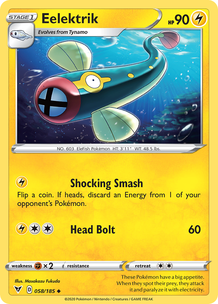 Eelektrik 058/185 Uncommon Vivid Voltage Pokemon Reverse Holo