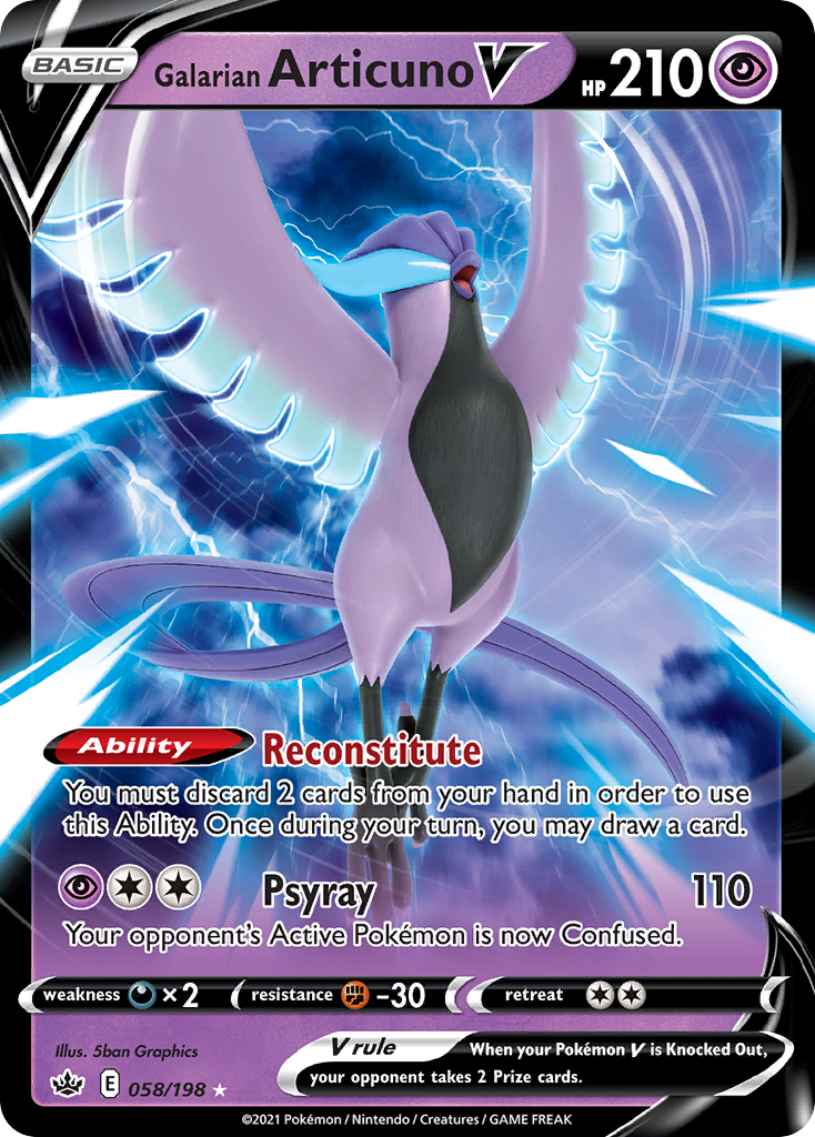 Galarian Articuno V 058/198 Holo V Rare Chilling Reign Pokemon