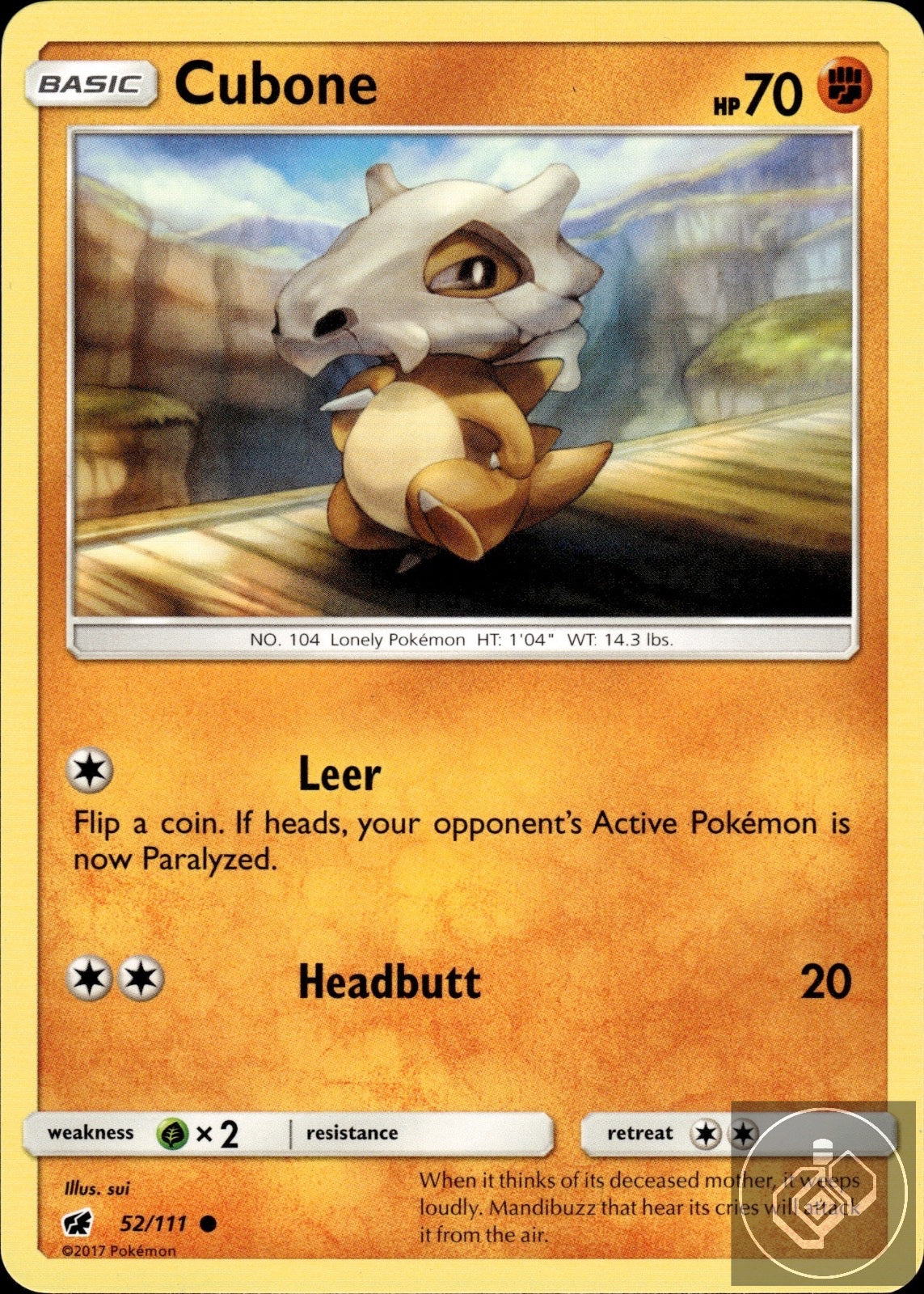 Cubone 52/111 Common Crimson Invasion Pokemon