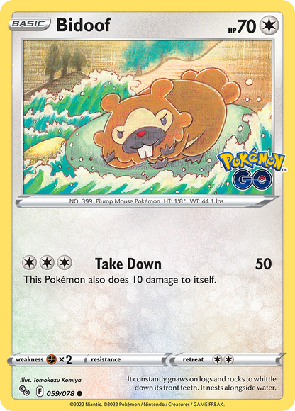 Bidoof 059/078 Common Pokemon GO Pokemon Reverse Holo